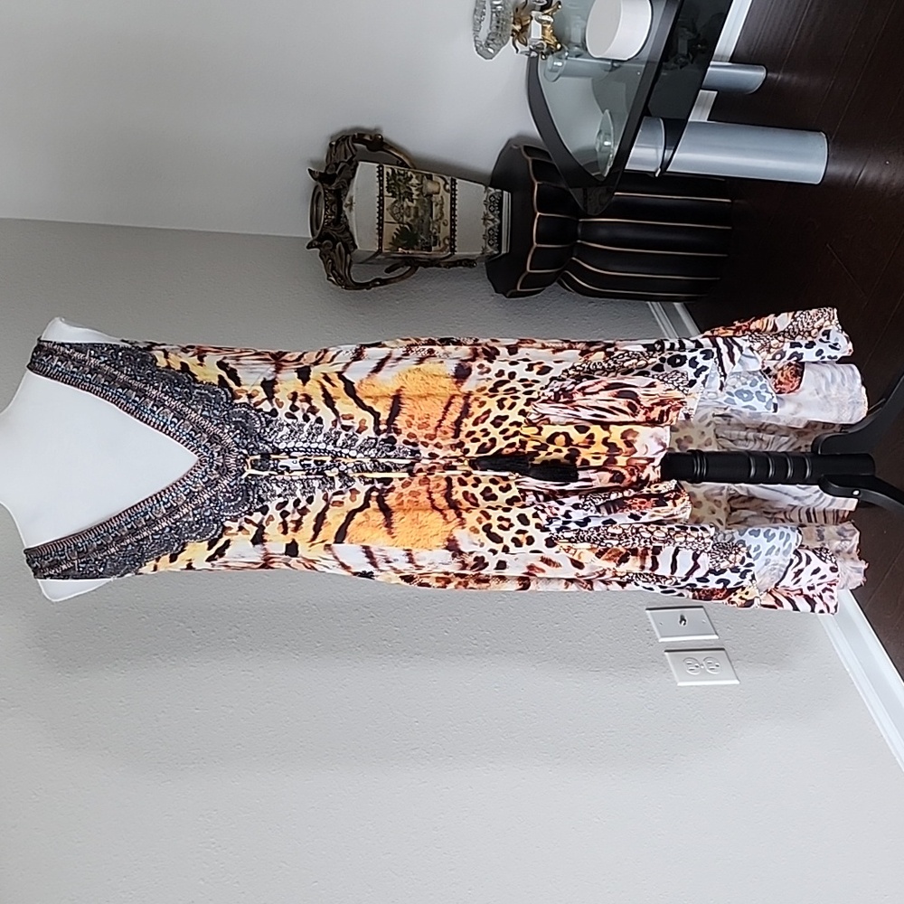 RANEE'S Animal Print High-Low Coverup Dress